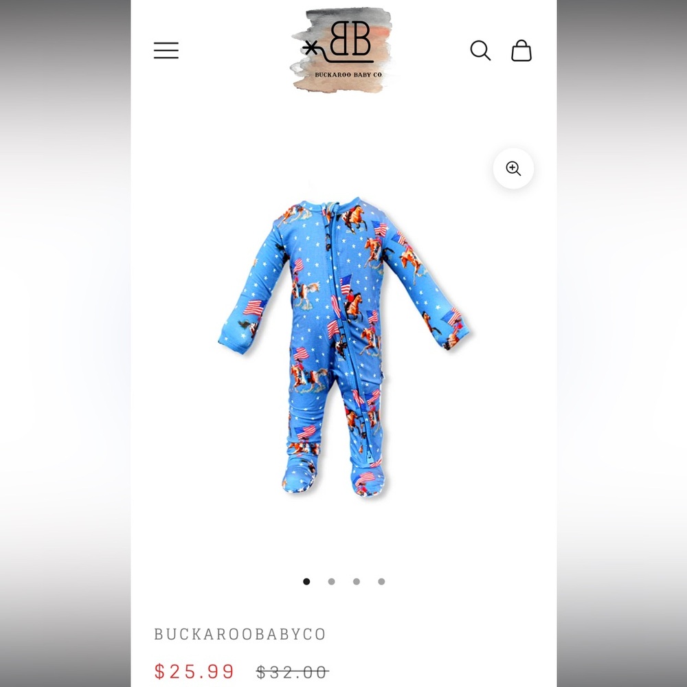 Buckaroo Baby Gallup USA rodeo footie zip up onesie - Picture 2 of 8